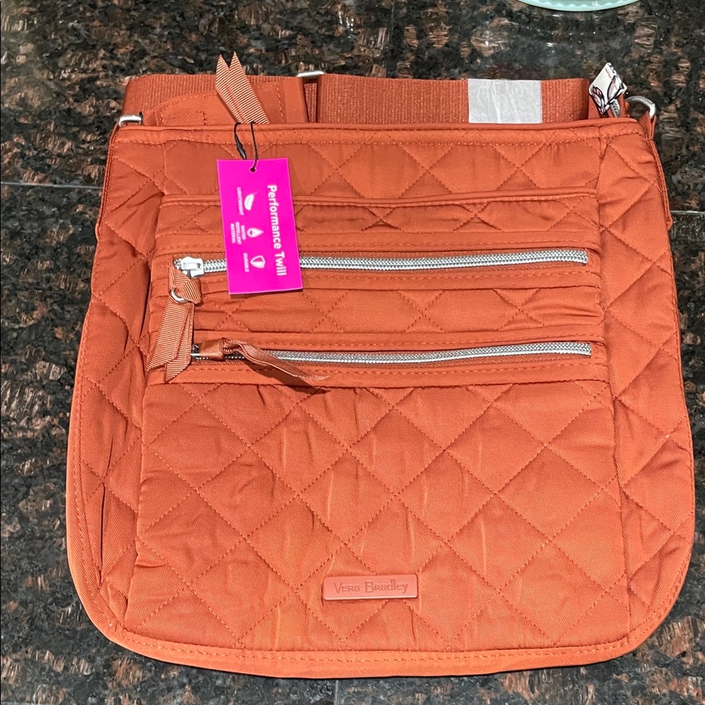 NWT Vera Bradley Triple Zip Hipster Toasted Terracotta